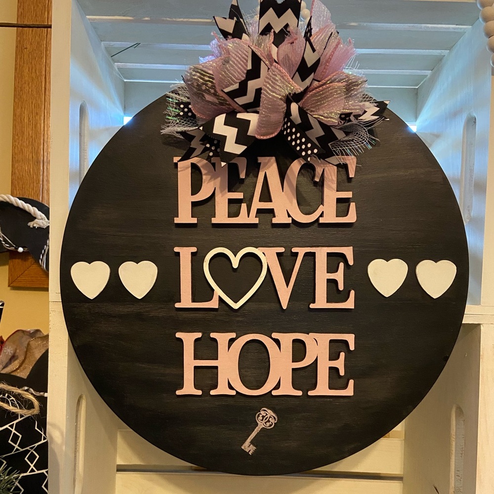 Studio M Peace Love Hope Wall Art - Pink and Black